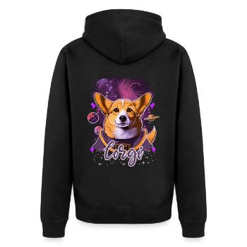 Cute Space Corgi Astronaut Galaxy Astronomy Pet - Unisex Premium Bio Zip Hoodie - Schwarz - Hinten - Nico (187cm)