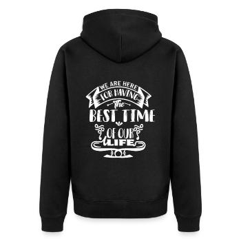 Wochenende mit Freunden in Gruppe Trinken Party - Unisex Premium Bio Zip Hoodie - Schwarz - Hinten - Nico (187cm)