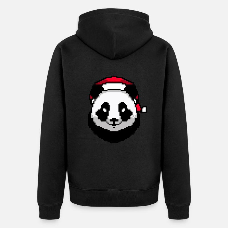Panda Pixelated Christmas - Drôle - Veste à capuche bio Premium Unisexe - noir