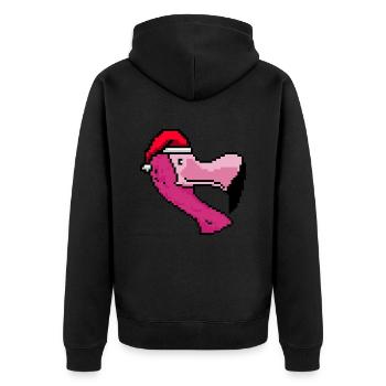 Flamingo Pixelated Christmas - Drôle - Veste à capuche bio Premium Unisexe - noir - Dos - Nico (187cm)