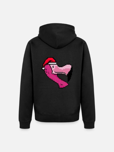Flamingo Pixelated Christmas - Drôle - Veste à capuche bio Premium Unisexe - noir