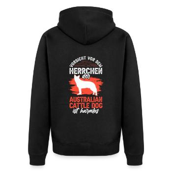 Australian Cattle Dog Herrchen Treibhund - Unisex Premium Bio Zip Hoodie - Schwarz - Hinten - Nico (187cm)