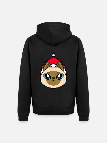 Pixelated Siamese Christmas - Funny - Unisex Premium Organic Zip Hoodie - black