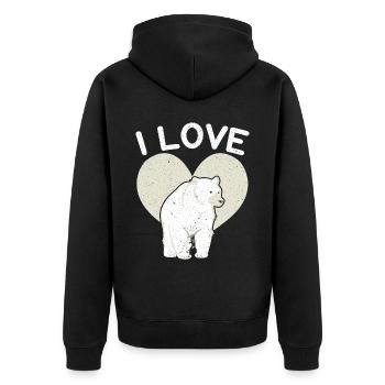 J’adore l’ours polaire Amoureux de l’ours de glace animal arctique - Veste à capuche bio Premium Unisexe - noir - Dos - Nico (187cm)