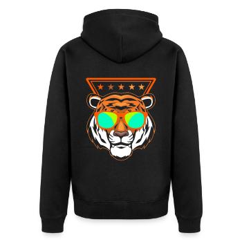 Tiger Whisperer Wildlife Animal Zoo Zoowärter - Unisex Premium Bio Zip Hoodie - Schwarz - Hinten - Nico (187cm)