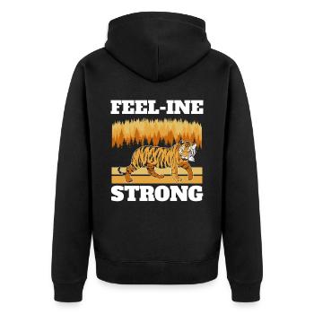 Feel-ine Strong Tiger Whisperer Wildlife Zookeeper - Unisex Premium Organic Zip Hoodie - black - Back - Nico (187cm)