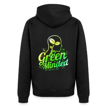Vegetarian Green Minded - Go vegan - Unisex Premium Bio Zip Hoodie - Schwarz - Hinten - Nico (187cm)