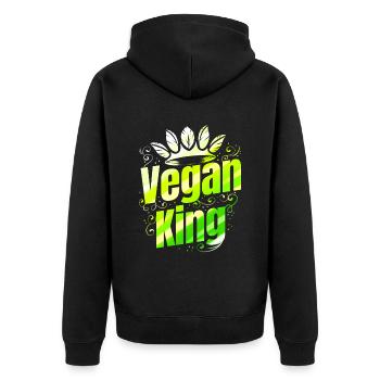 Vegan King avec couronne de feuilles - Devenez végétalien - Veste à capuche bio Premium Unisexe - noir - Dos - Nico (187cm)