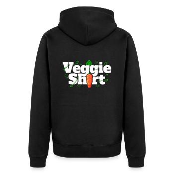 C’est mon t-shirt végétarien - Carotte végétarien - Go - Veste à capuche bio Premium Unisexe - noir - Dos - Nico (187cm)