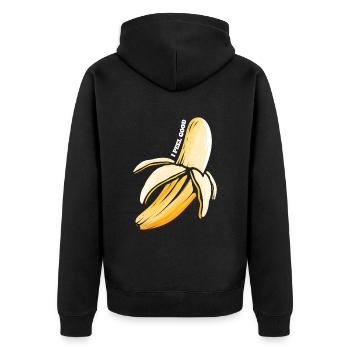 Je me sens bien - Je pele une bonne banane - Végétarien et - Veste à capuche bio Premium Unisexe - noir - Dos - Nico (187cm)