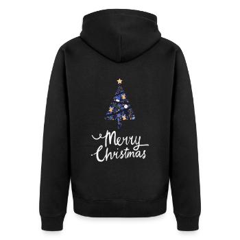Merry Christmas Lustiges Weihnachtsshirt - Unisex Premium Bio Zip Hoodie - Schwarz - Hinten - Nico (187cm)