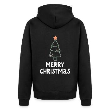 Merry Christmas Lustiges Weihnachtsshirt - Unisex Premium Bio Zip Hoodie - Schwarz - Hinten - Nico (187cm)