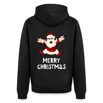 Merry Christmas Lustiges Weihnachtsshirt - Unisex Premium Bio Zip Hoodie - Schwarz - Hinten - Nico (187cm)