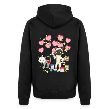Fantasy Cat Artist Paints Brush Art Kid - Unisex Premium Organic Zip Hoodie - black - Back - Nico (187cm)