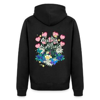 Nature Spring Flowers Lily of the Valley Hearts Fantasy - Unisex Premium Organic Zip Hoodie - black - Back - Nico (187cm)