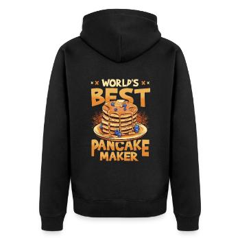 Der Beste Pfannkuchenmacher Der Welt - Unisex Premium Bio Zip Hoodie - Schwarz - Hinten - Nico (187cm)