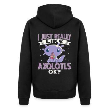 Axolotl. I Just Really like Axolotls OK? - Unisex Premium Bio Zip Hoodie - Schwarz - Hinten - Nico (187cm)