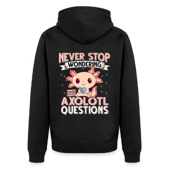 Axolotl. Axolotl Questions - Unisex Premium Bio Zip Hoodie - Schwarz - Hinten - Nico (187cm)