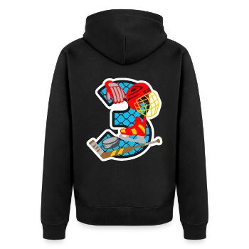 Eishockey 3. Geburtstagsparty Nummer 3 - 3 Jahre - Unisex Premium Bio Zip Hoodie - Schwarz - Hinten - Nico (187cm)