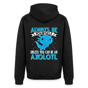 Axolotl - Unisex Premium Bio Zip Hoodie - Schwarz - Hinten - Nico (187cm)