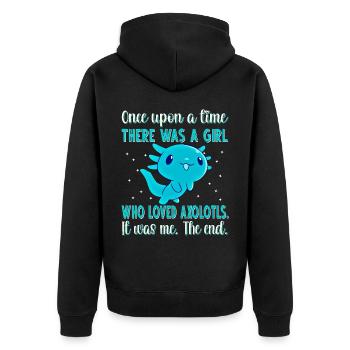 Axolotl - Unisex Premium Bio Zip Hoodie - Schwarz - Hinten - Nico (187cm)