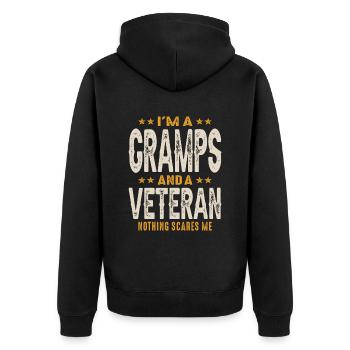 I'm a Gramps and a Veteran - Dad Grandpa - Unisex Premium Organic Zip Hoodie - black - Back - Nico (187cm)