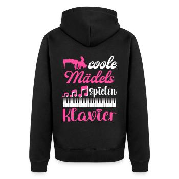 Coole Mädels spielen Klavier Damen - Unisex Premium Bio Zip Hoodie - Schwarz - Hinten - Nico (187cm)