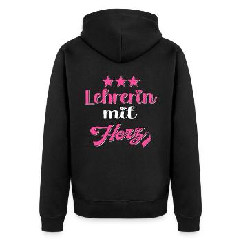 Lehrerin Lehrer Pädagogin Pädagogen - Unisex Premium Bio Zip Hoodie - Schwarz - Hinten - Nico (187cm)