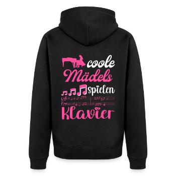 Coole Mädels spielen Klavier Damen - Unisex Premium Bio Zip Hoodie - Schwarz - Hinten - Nico (187cm)