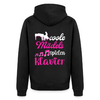 Coole Mädels spielen Klavier Damen - Unisex Premium Bio Zip Hoodie - Schwarz - Hinten - Nico (187cm)