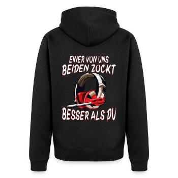 Der Controller Soll Mit Dir Sein. Videospiele - Unisex Premium Bio Zip Hoodie - Schwarz - Hinten - Nico (187cm)