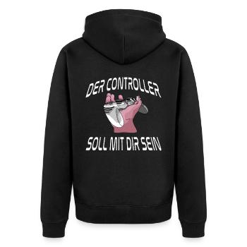 Der Controller Soll Mit Dir Sein. Videospiele - Unisex Premium Bio Zip Hoodie - Schwarz - Hinten - Nico (187cm)