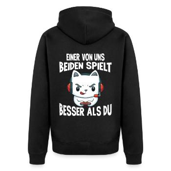 Der Controller Soll Mit Dir Sein. Videospiele - Unisex Premium Bio Zip Hoodie - Schwarz - Hinten - Nico (187cm)