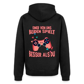 Der Controller Soll Mit Dir Sein. Videospiele - Unisex Premium Bio Zip Hoodie - Schwarz - Hinten - Nico (187cm)