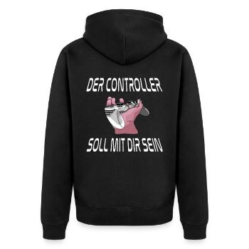 Der Controller Soll Mit Dir Sein. Videospiele - Unisex Premium Bio Zip Hoodie - Schwarz - Hinten - Nico (187cm)