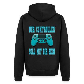 Der Controller Soll Mit Dir Sein. Videospiele - Unisex Premium Bio Zip Hoodie - Schwarz - Hinten - Nico (187cm)