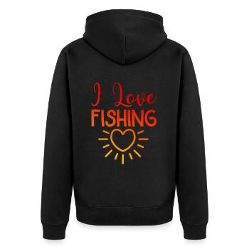 I love fishing - Unisex Premium Organic Zip Hoodie - black - Back - Nico (187cm)