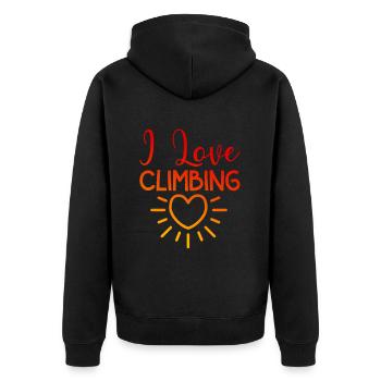 Ich liebe Klettern - Unisex Premium Bio Zip Hoodie - Schwarz - Hinten - Nico (187cm)