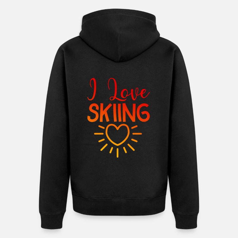 Ich liebe Skiing - Unisex Premium Bio Zip Hoodie - Schwarz