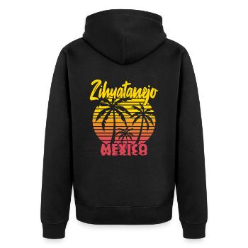 Zihuatanejo Mexico - Unisex Premium Bio Zip Hoodie - Schwarz - Hinten - Nico (187cm)
