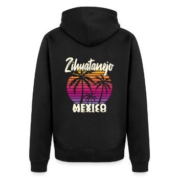 Zihuatanejo Mexico - Unisex Premium Bio Zip Hoodie - Schwarz - Hinten - Nico (187cm)