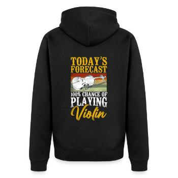 Violin Violinist Vintage Retro - Unisex Premium Bio Zip Hoodie - Schwarz - Hinten - Nico (187cm)