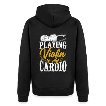 Violin Violinist Vintage Playing - Unisex Premium Bio Zip Hoodie - Schwarz - Hinten - Nico (187cm)