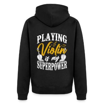 Violin Violinist Vintage Playing - Unisex Premium Bio Zip Hoodie - Schwarz - Hinten - Nico (187cm)