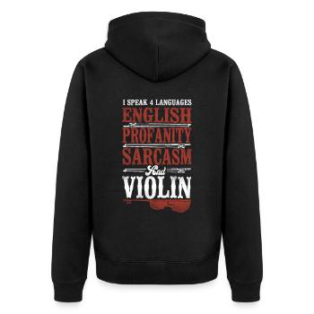 Violon Violoniste Vintage I Speak 4 - Veste à capuche bio Premium Unisexe - noir - Dos - Nico (187cm)