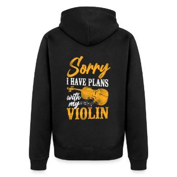 Violin Violinist Vintage Sorry I - Unisex Premium Bio Zip Hoodie - Schwarz - Hinten - Nico (187cm)
