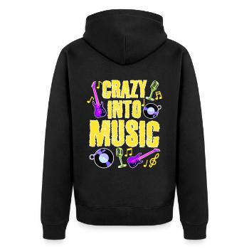 Musiker Gitarre Schallplatte Musik - Unisex Premium Bio Zip Hoodie - Schwarz - Hinten - Nico (187cm)