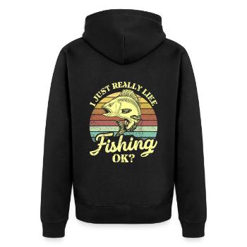 J’aime beaucoup pêcher pêcheur pêcheur - Veste à capuche bio Premium Unisexe - noir - Dos - Nico (187cm)