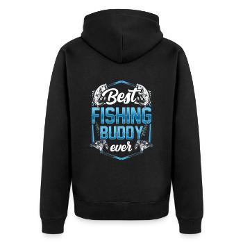 Bester Angelkumpel Angeln Fischen Angelfreund - Unisex Premium Bio Zip Hoodie - Schwarz - Hinten - Nico (187cm)