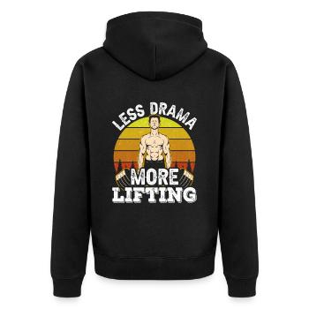 Moins de drame Plus de haltérophilie Gym Hobby - Veste à capuche bio Premium Unisexe - noir - Dos - Nico (187cm)